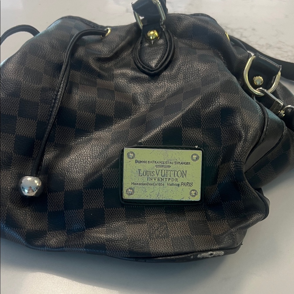Vintage Louis Vuitton Checkered Black and Brown Shoulder Bag